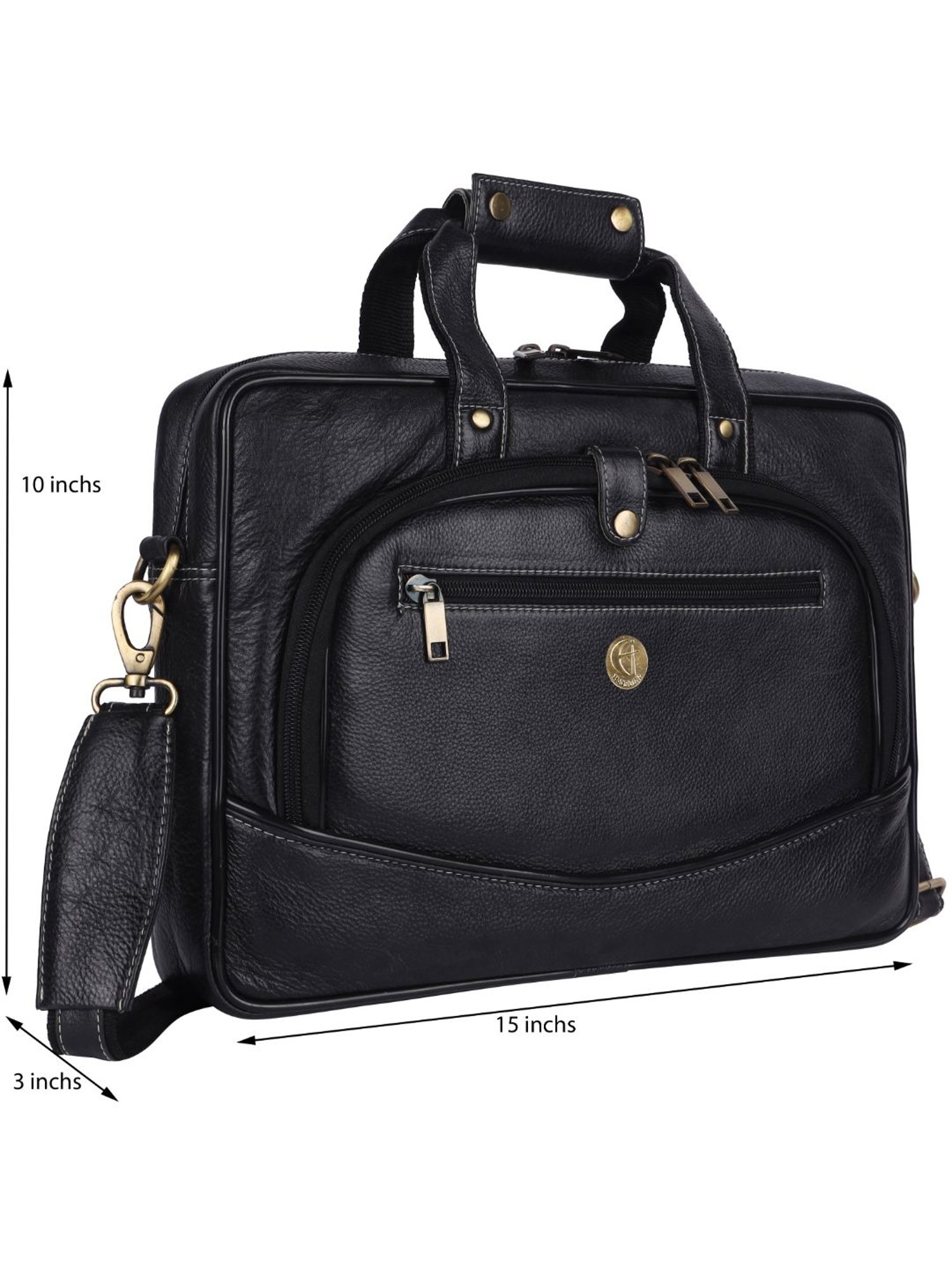 HiLEDER 100% Pure Genuine Leather Briefcase Laptop Messenger Office Bag for Men & Women, Black