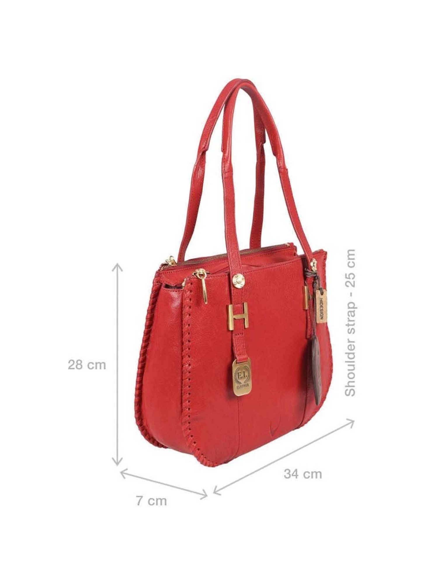 Hidesign Red Solid Medium Shoulder Bag