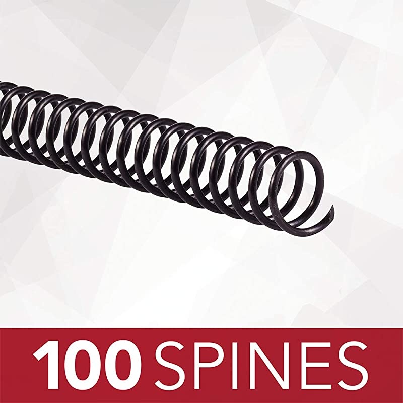 Binding Spines/Spirals/Coils, 14mm, 110 Sheet Capacity, 4:1 Pitch, Color Coil, Black, 100 Pack (9665060)