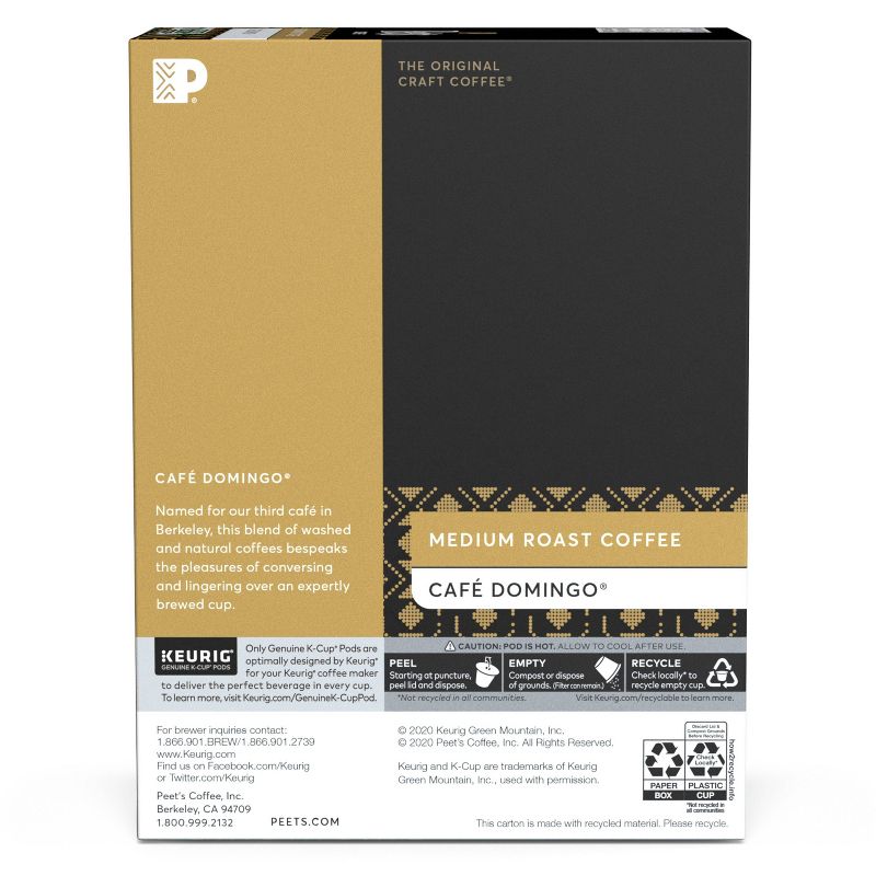 Peet's Cafe Domingo Medium Roast Coffee - Keurig K-Cup Pods - 22ct