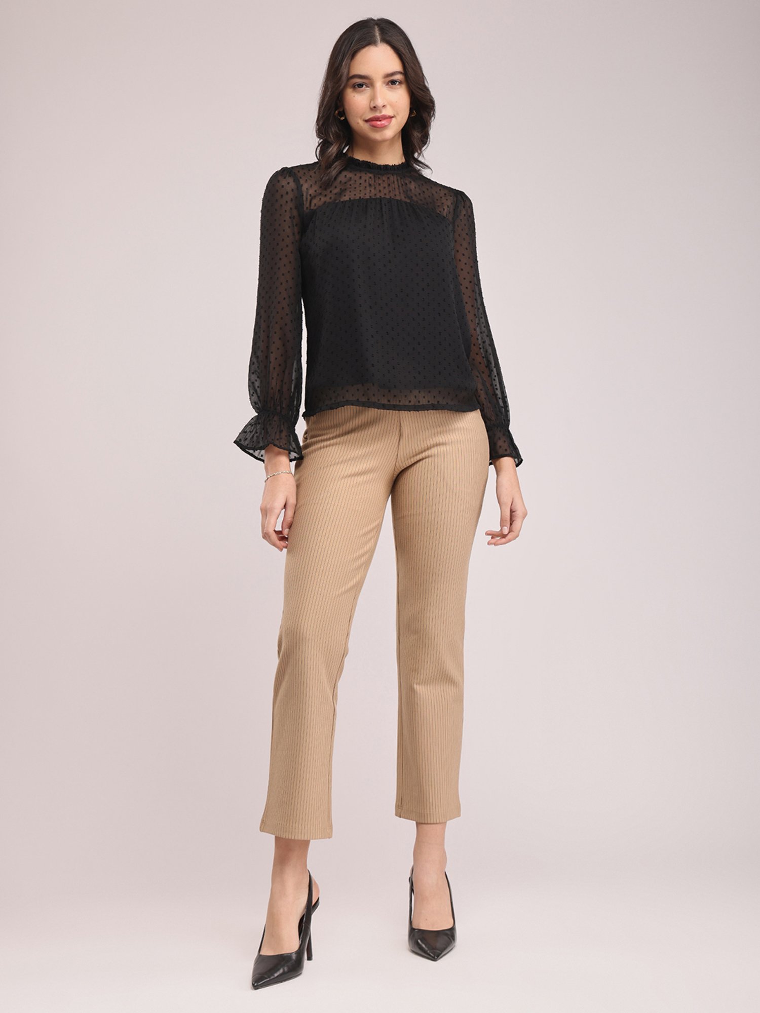 Fablestreet Black Self Design Top