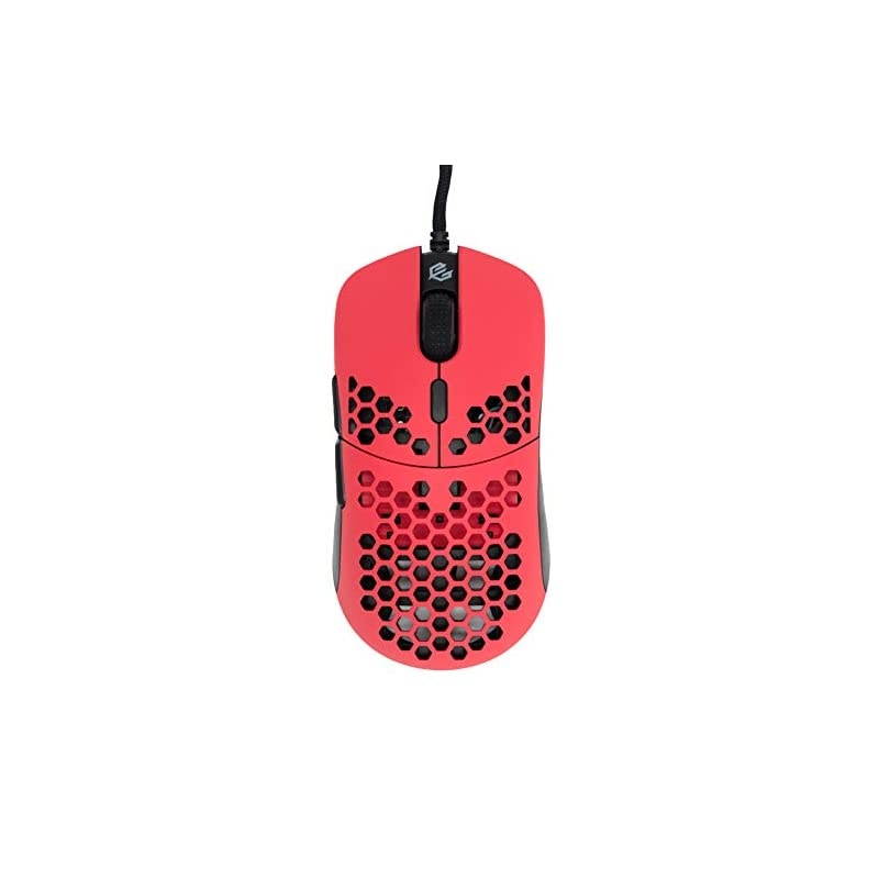 Hati HTM Ultra Lightweight Honeycomb Design Wired Gaming Mouse 3360 Sensor - PTFE Skates - 6 Buttons - Only 61G (Faze Red)