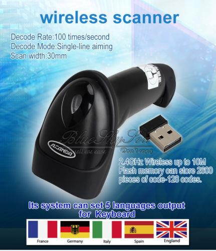 Handheld 2.4G USB Charging Wireless Cordless Laser Barcode Scanner Reader CT007