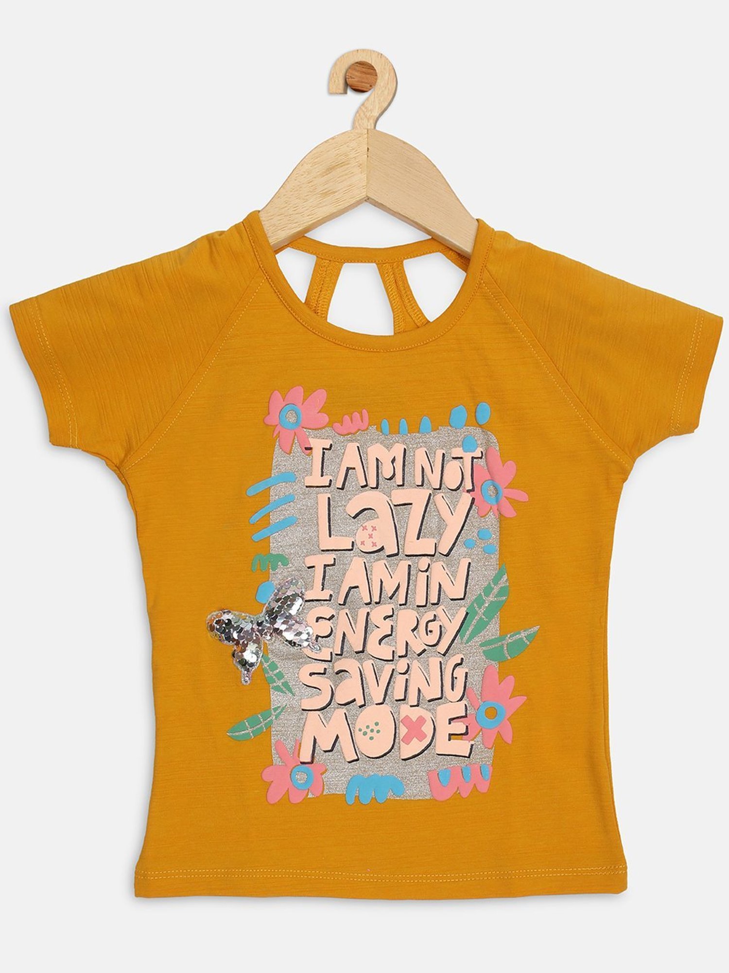 ZIAMA Kids Mustard Printed Top