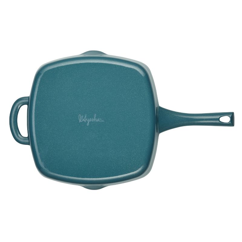 Ayesha Curry 10" Cast Iron Square Grill Pan with Pour Spouts Twilight Teal