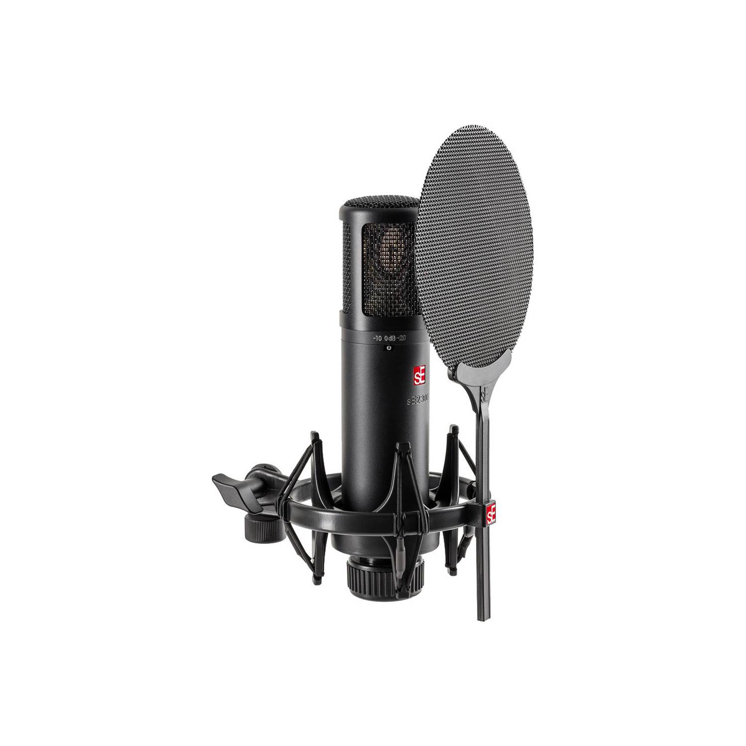 sE Electronics sE2300 microphone with shock mount,pop filter and thread adapter Black