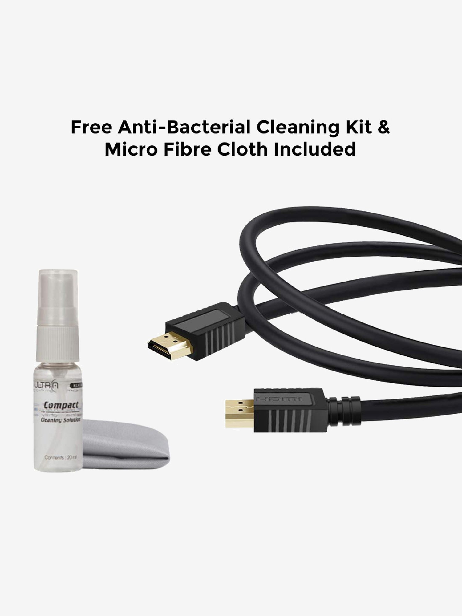 ULTRAPROLINK 2M High-Speed HDMI Cable with Screen Cleaning Kit (UL1029-0200, Black)