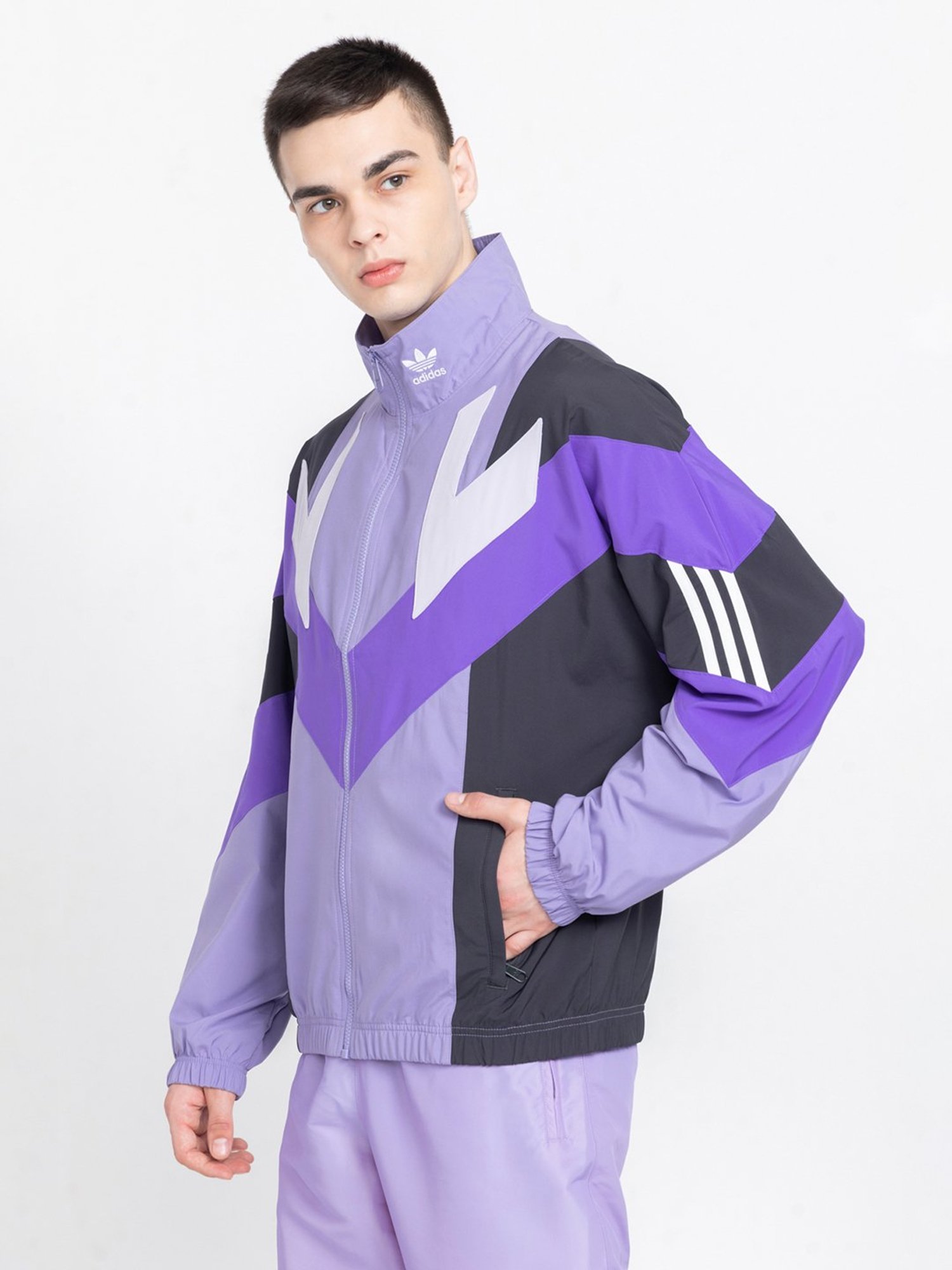 Adidas Originals Purple Regular Fit High Neck Track Jacket