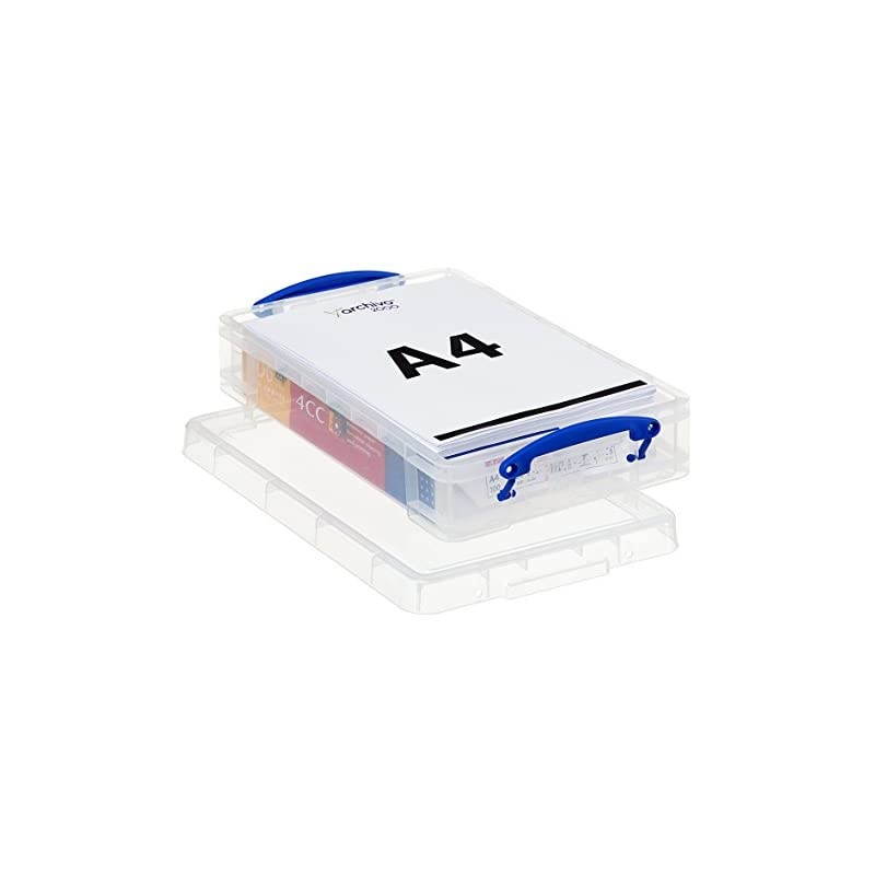 Useful Box Plastic Storage Box, 4 Liters, 14 5/8" x 10 1/4" x 3 3/8", Clear