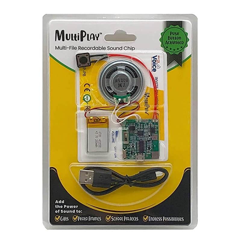 Push Button Recordable Sound Chip | Plays Multiple Recordings | Add Music and Personal Voice to Photo Frames Crafts Custom Voice Gifts School Projects Kids Activities Scale Models etc