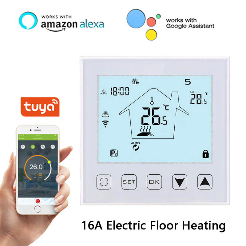 CUSAM Tuya WiFi Thermostat Smart Temperature Control System for 16A Electric Floor Heating Voice Command Works with Alexa Google Home