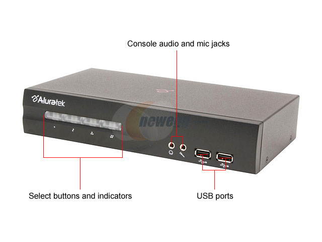 Aluratek AKSUP04D 4-Port USB DVI KVM Switch w/USB device sharing w/4 cables