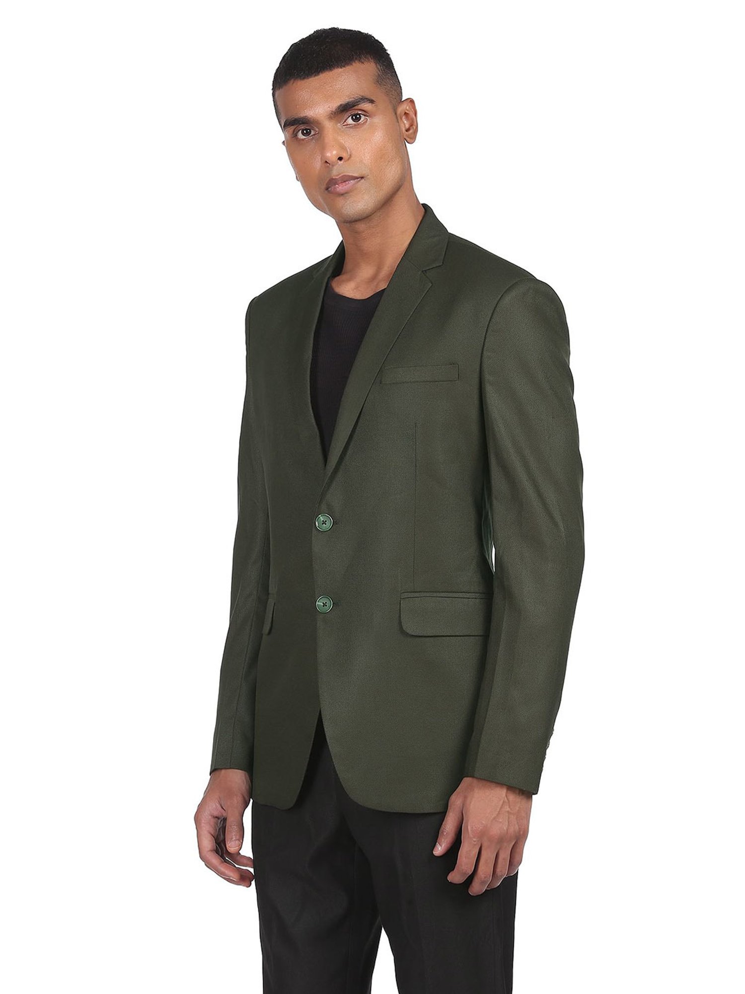 AD by Arvind Green Notched Lapel Blazer