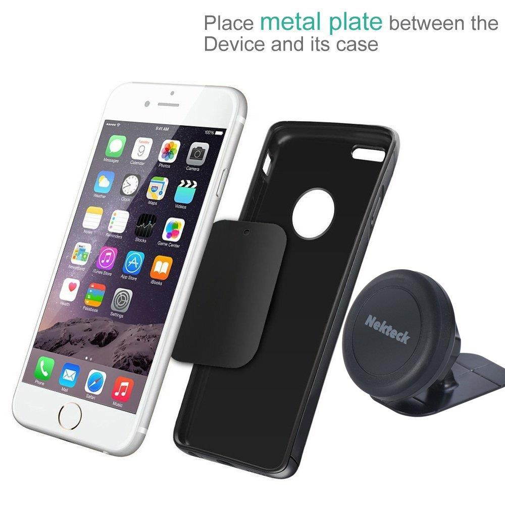 Car Mount, Nekteck Universal Stick on Dashboard Magnetic Car Mount Holder for iPhone 7 6 6S Plus 5S 5C 5 SE, Samsung Galaxy S6/S7 Edge Plus S5 Note 5 4 3, LG G5, Nexus 6P 5X More, Black