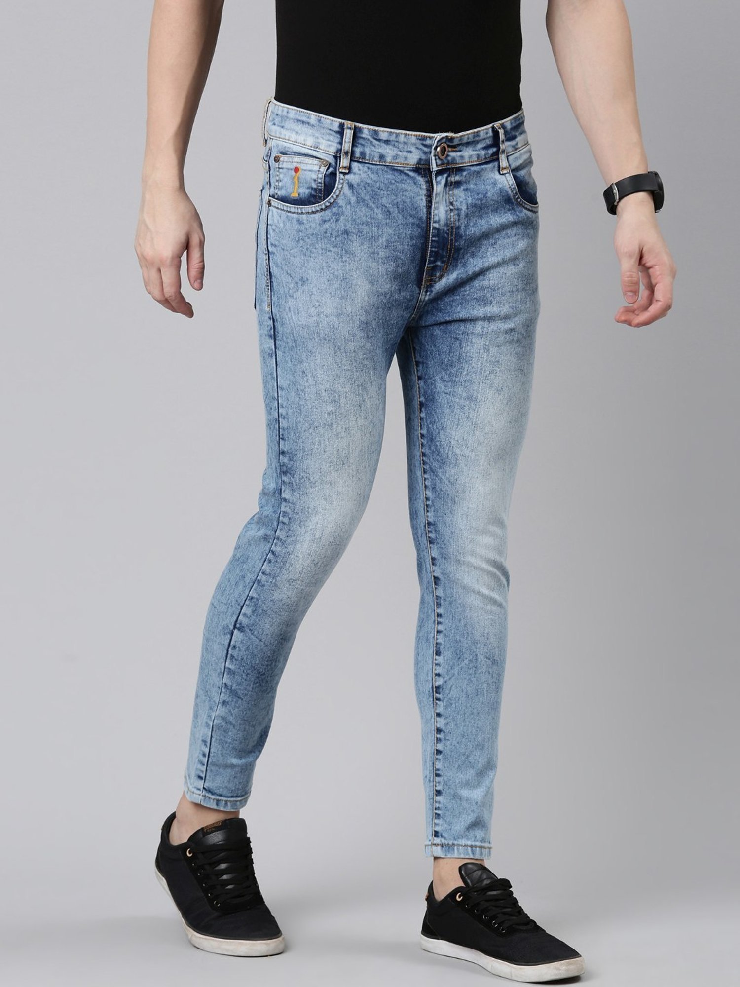 CINOCCI Light Blue Cotton Slim Fit Jeans