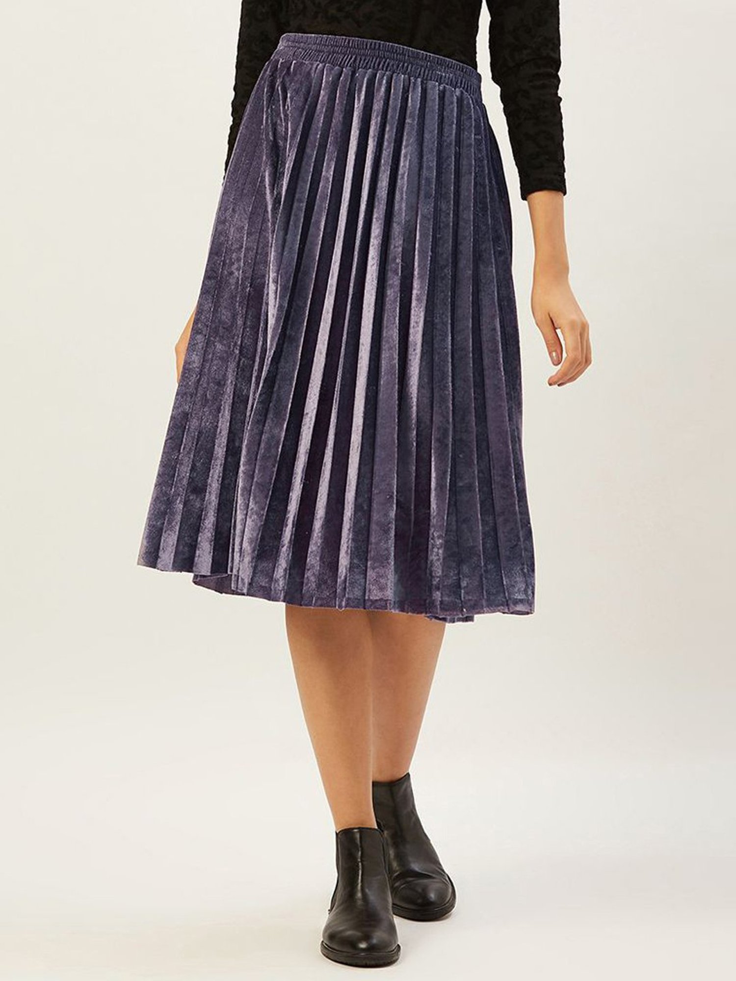 Anvi Be Yourself Grey Printed A-Line Skirt