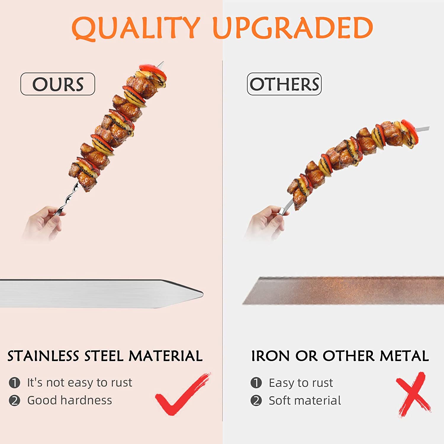 VIBOLA Barbecue Skewers for Grilling,Barbecue,Kabob,Marshmallows,Fruit,Appetiser,Cocktail,Chocolate Fountain,Vegetable,Kitchen,Camping and Party. 17" (16-Pack)