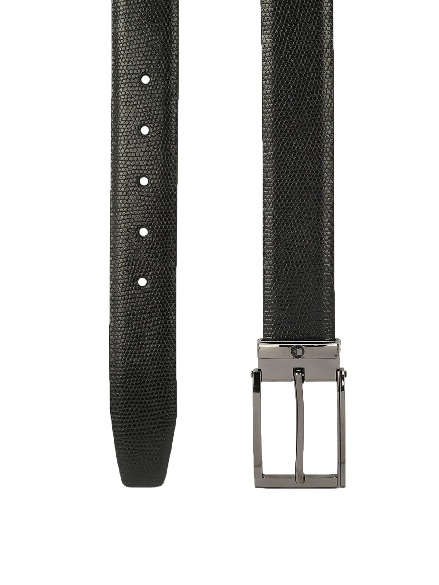 Louis Philippe Black Leather Reversible Belt for Men