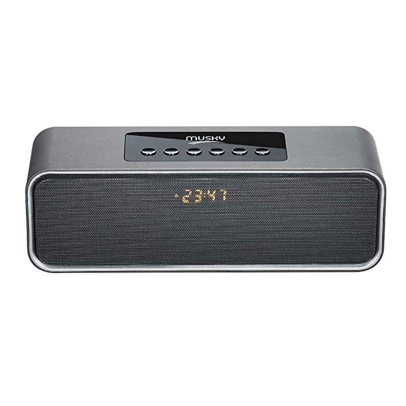 Bluetooth Speaker with10W Acoustic Driver LED Display FM Radio Alarm Clock Handsfree Speakerphone Slots for Micro SD Card USB AUXin for Smart Phone Tablet and More