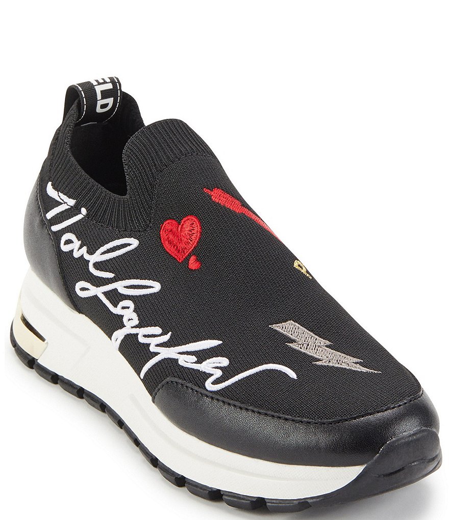 KARL LAGERFELD PARIS Miranda Logo Knit Slip-On Sneakers