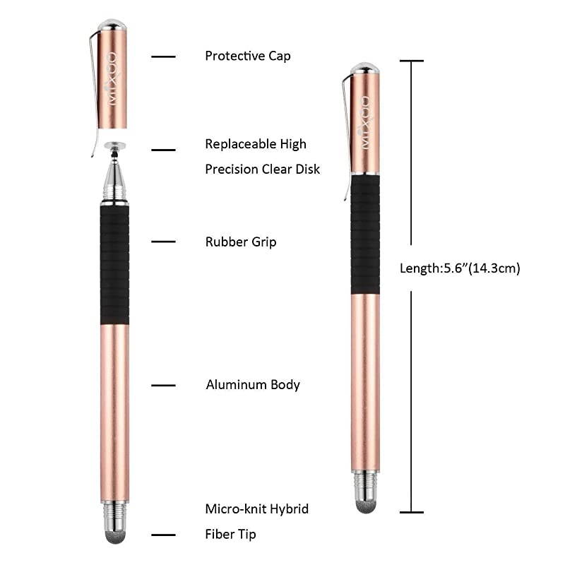 Capacitive Stylus Pen Disc amp Fiber Tip 2 in 1 Series High Sensitivity and Precision Universal for ipad iPhone Tablets and Other Touch Screens Model Rose Gold