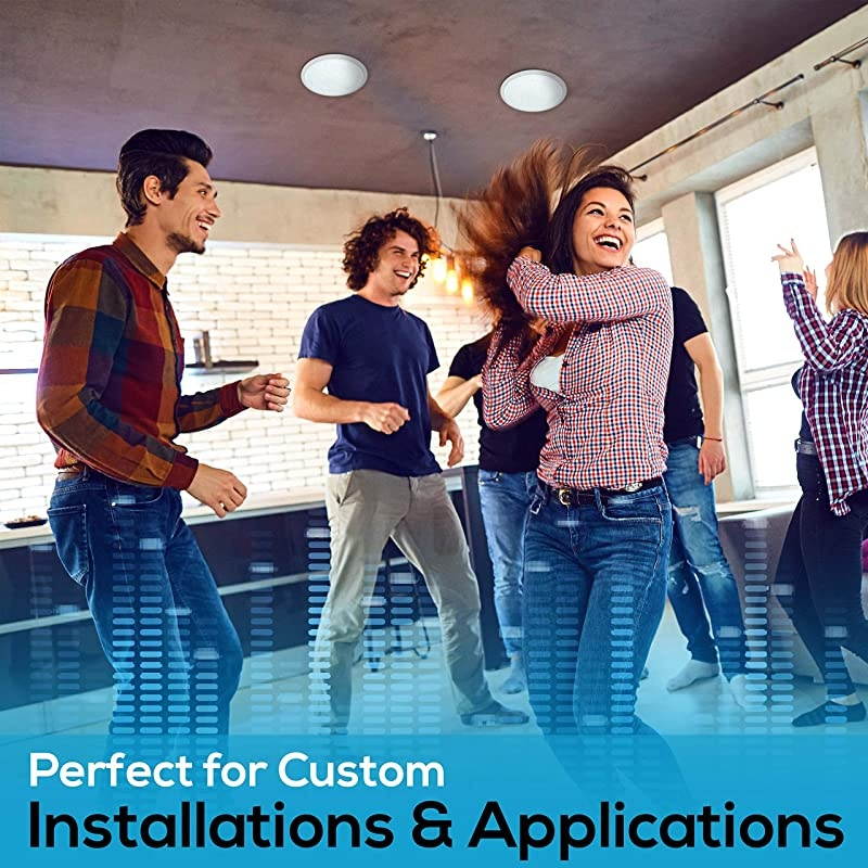 8&rdquo; Ceiling Wall Mount Speakers - Pair of 2-Way Midbass Woofer Speaker 70v Transformer Directable 1&rdquo; Titanium Dome Tweeter Flush Design w/ 55Hz-22kHz Frequency Response & 300 Watts Peak -  PDIC80T Whi