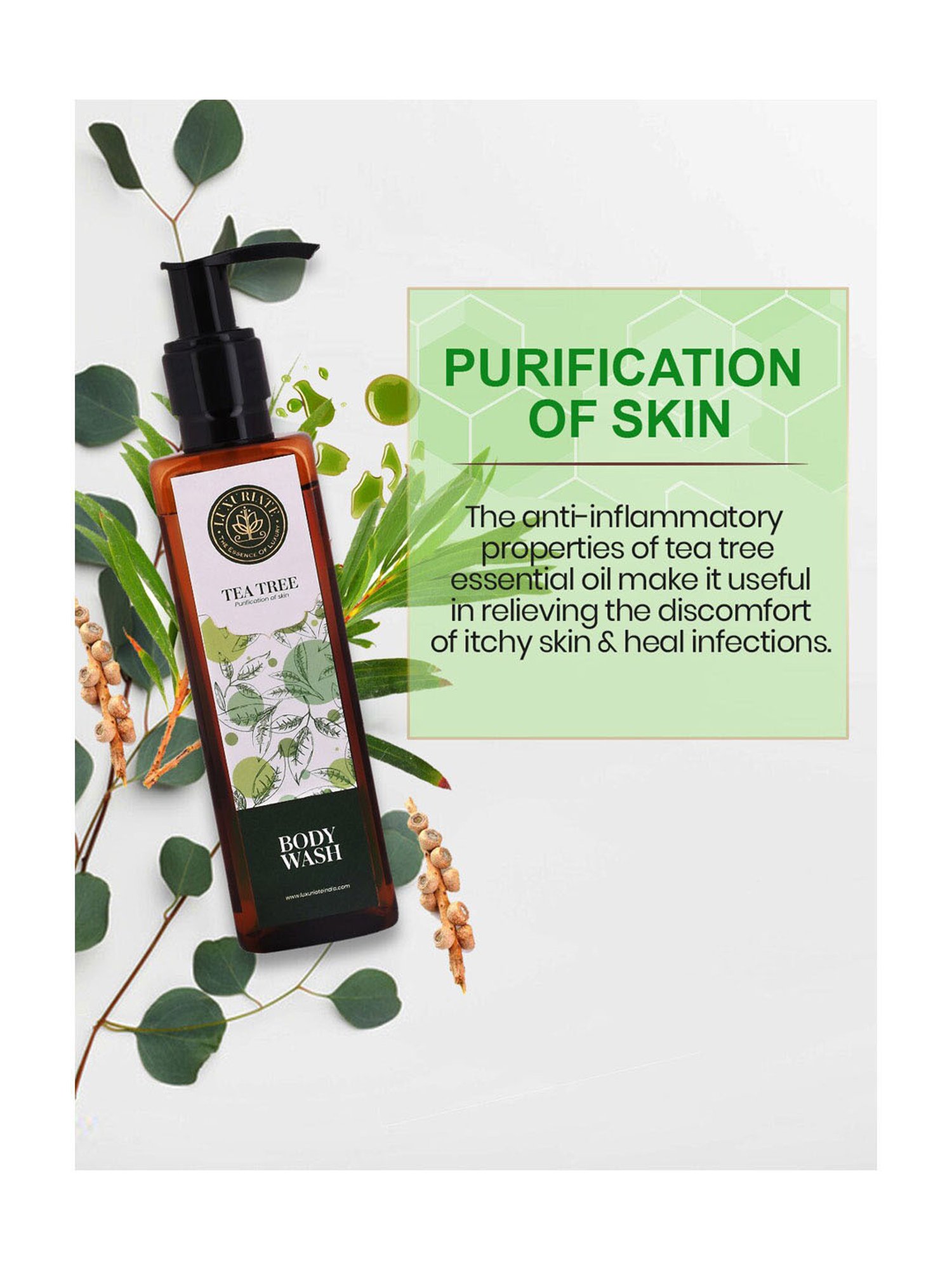 Luxuriate Tea Tree Body Wash and Tea Tree Face Wash Combo