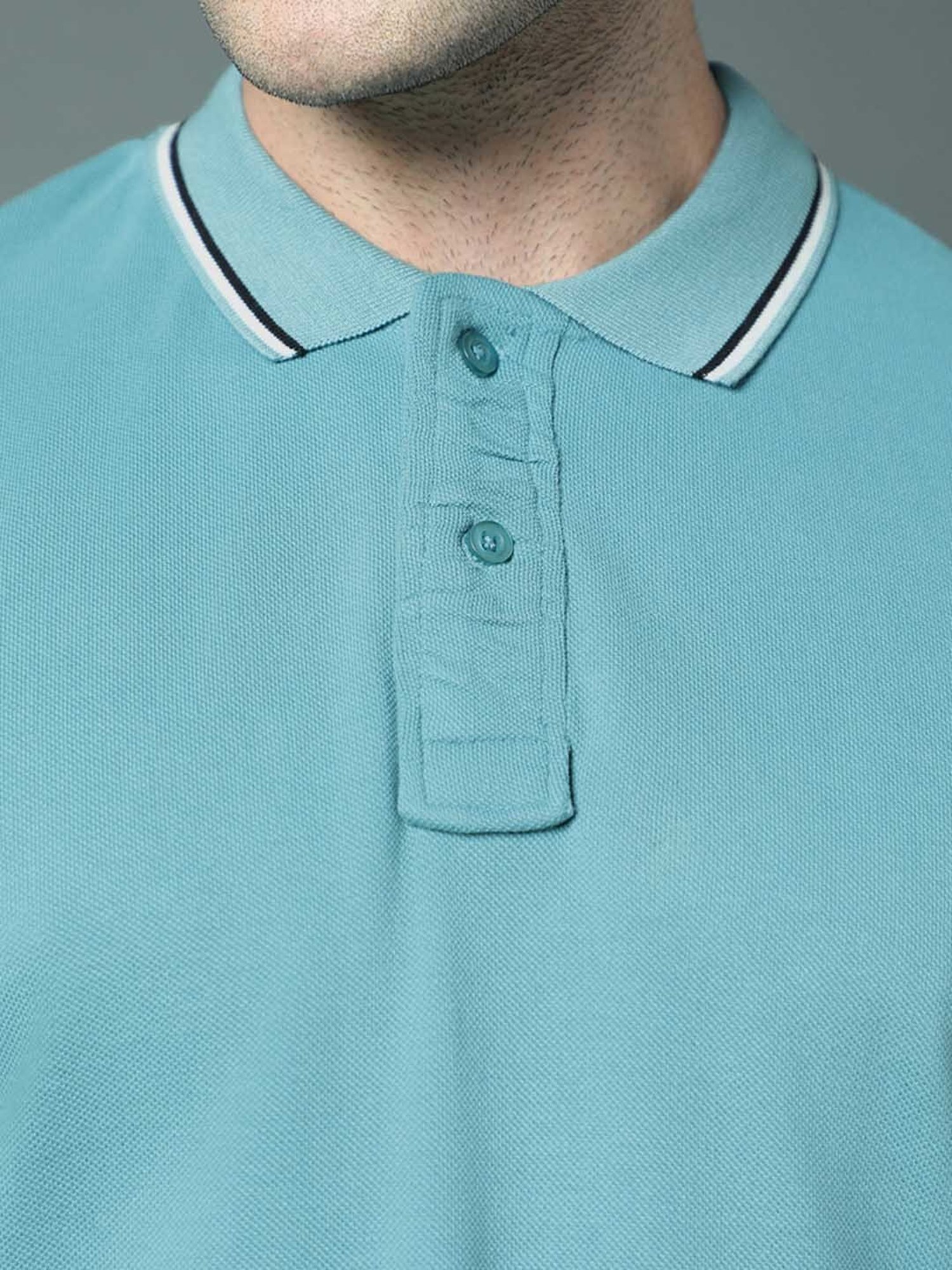 High Star Teal Regular Fit Polo T-Shirt