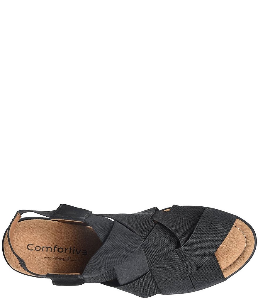 Comfortiva Farrow Elastic & Suede Woven Block Heel Sandals