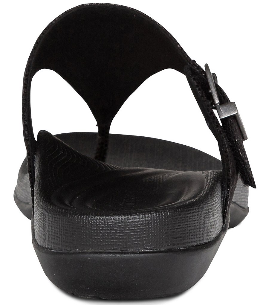 Aetrex Rita Snake Embossed Buckle Detail Thong Flip Flop Water-Friendly Sandals