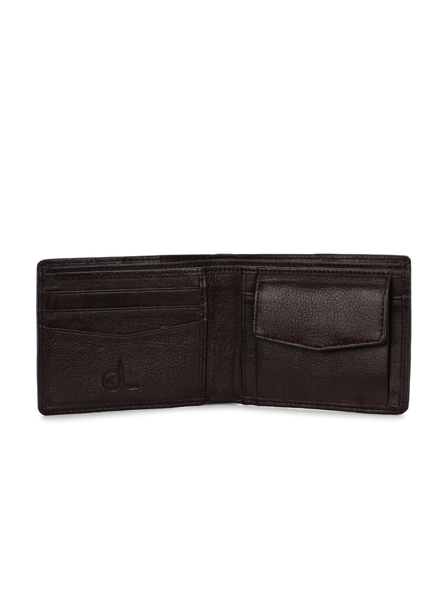 Clog London Brown Textured Leather Small Bi-Fold Wallet for Men