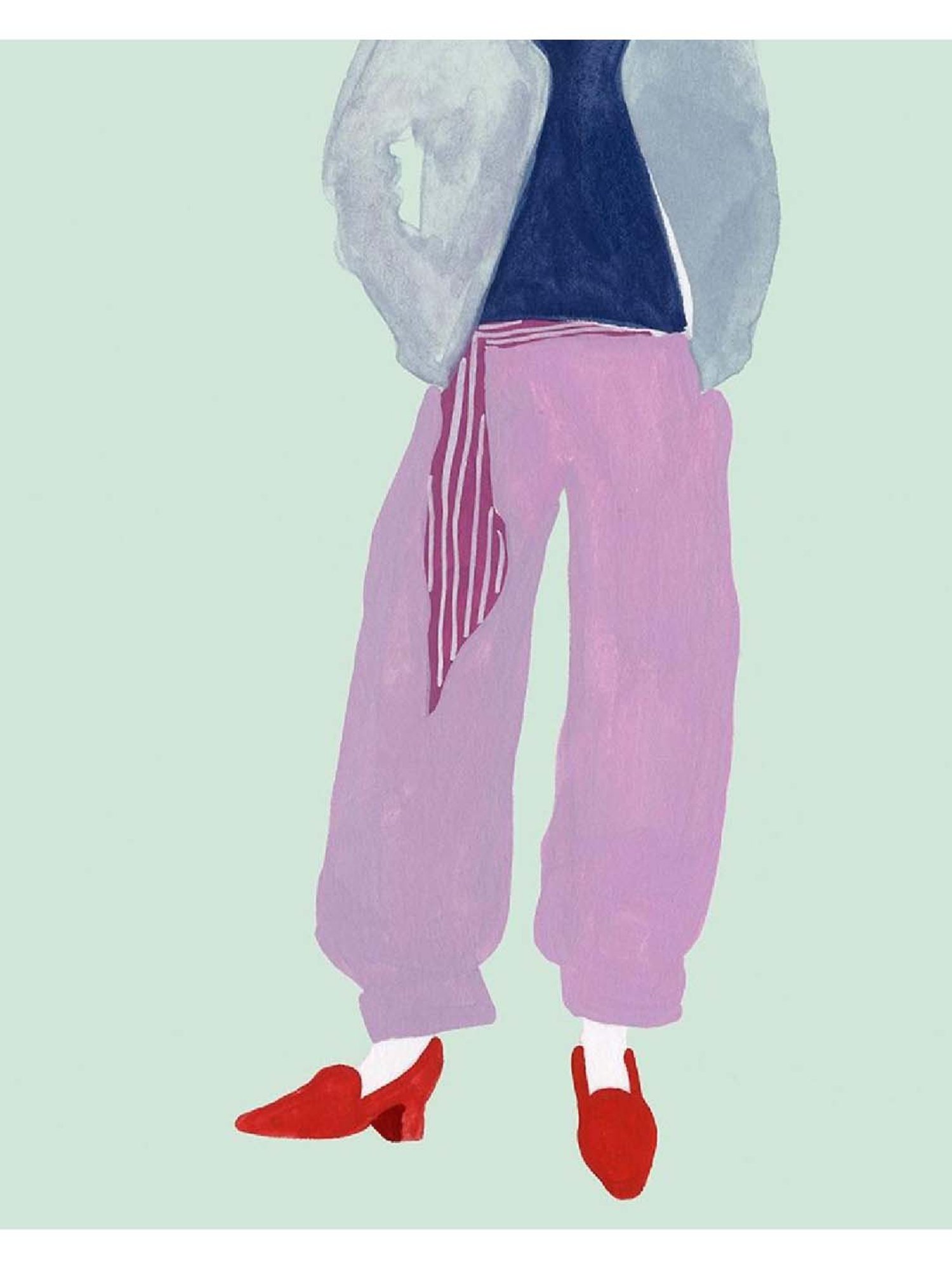 ARTE'VENUE Couture Grid Green & Pink Canvas Wall Arts - Set of 4 (10 X 12 inch Each)