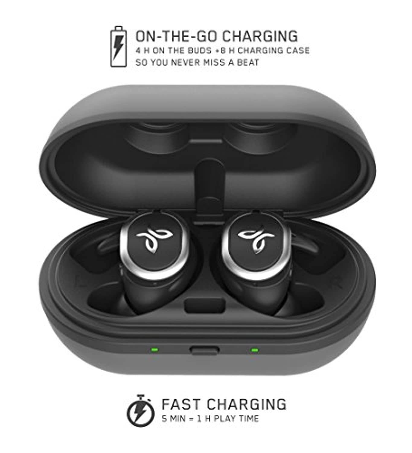 Jaybird RUN True Wireless Headphones for Running, Secure Fit, Sweat-Proof and Water Resistant, Custom Sound, 12 Hours In Your Pocket, Music + Calls (Jet) (985-000688)