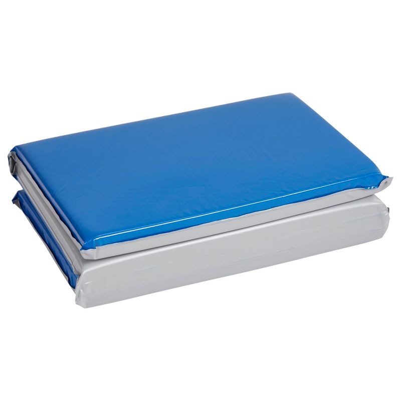 ECR4Kids Everyday 3-Fold Rest Mat, 2in Thick, Toddler Rest Time Sleeping Mat, 5-Pack - Blue/Grey