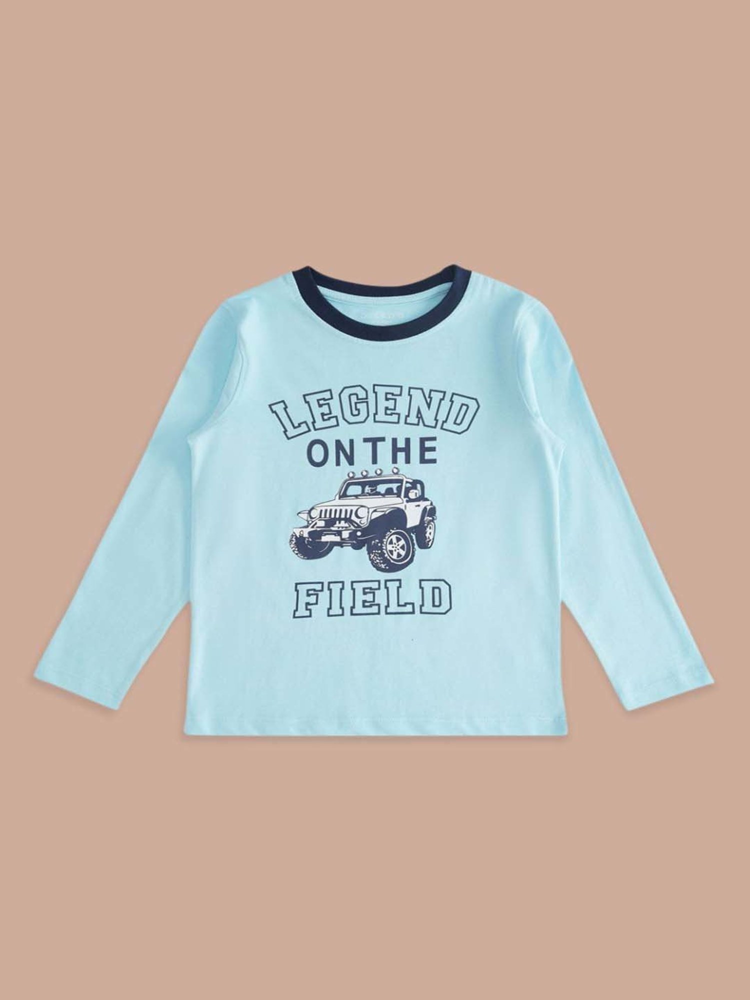 Pantaloons Baby Kids Blue & Yellow Cotton Printed Full Sleeves T-Shirt