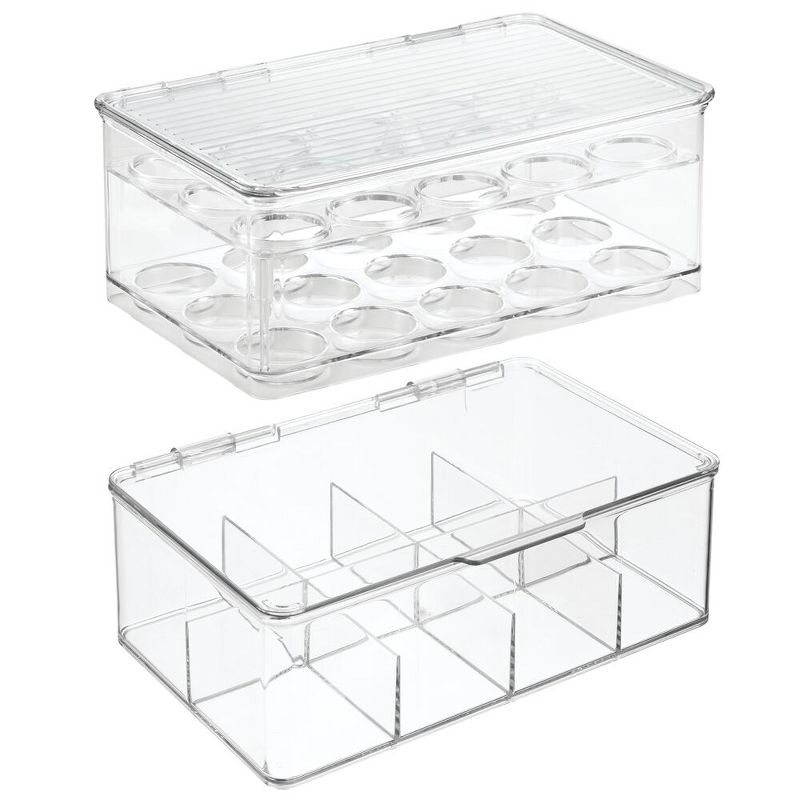 mDesign Plastic Stackable Kitchen Box for Coffee Pods, Tea Bags, Set of 2, Clear