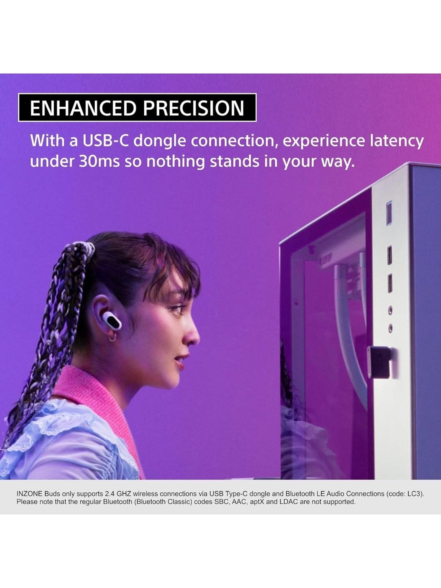 Sony INZONE WFG700N In Ear Bluetooth Earbuds with Noise Cancellation (White, True Wireless)