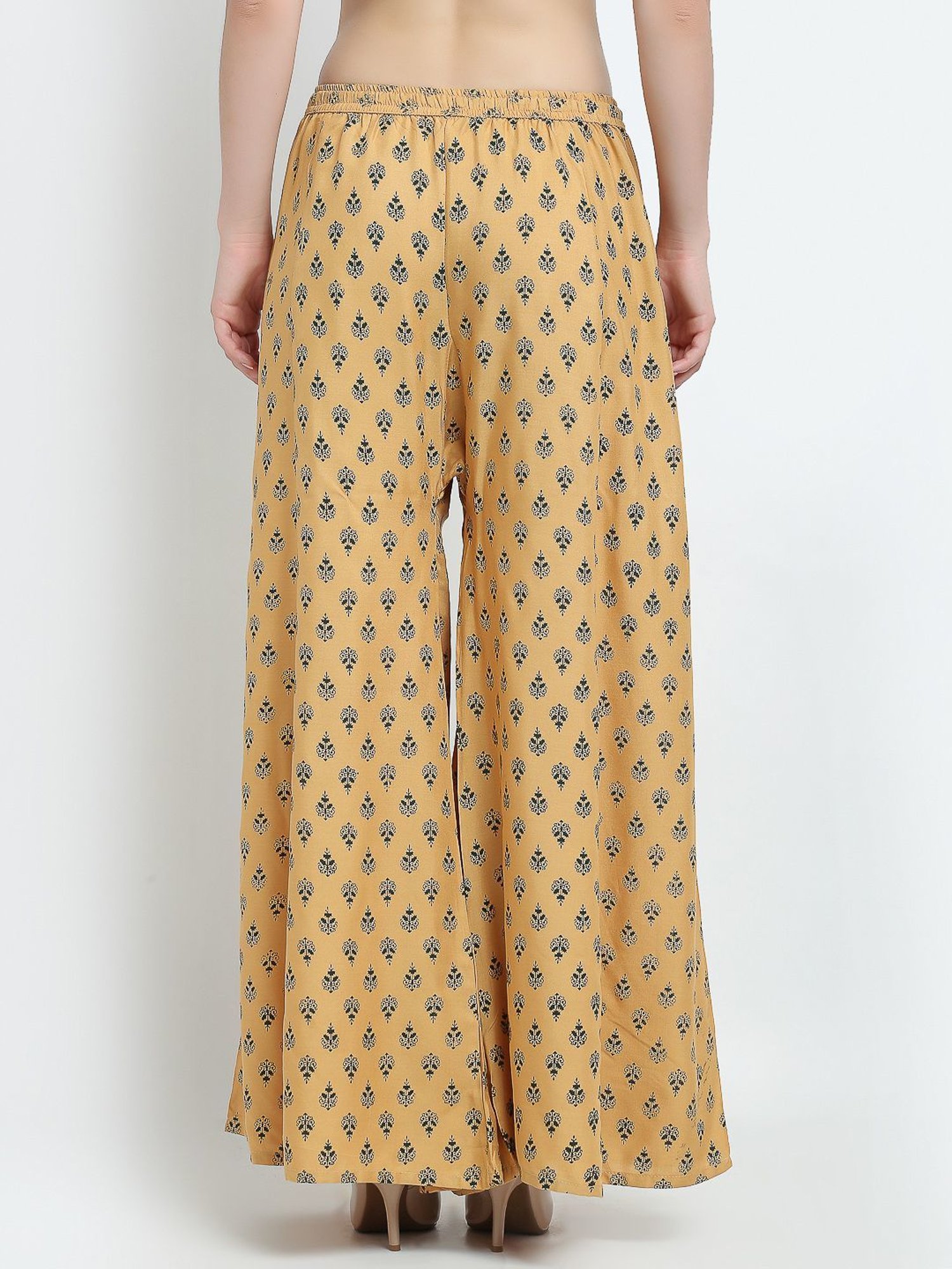 Gracit Beige & Red Printed Palazzos - Pack Of 2