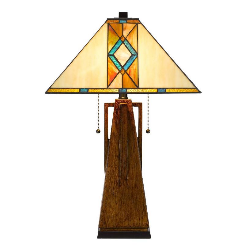 25" Resin Contemporary Mission Table Lamp with Tiffany Glass Shade - Cal Lighting