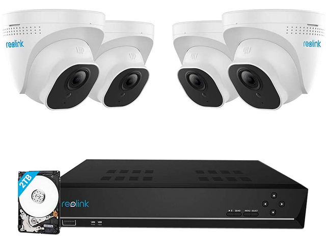 Reolink 8CH 5MP PoE Home Security Camera System, 4pcs Wired 5MP Outdoor PoE IP Cameras, 8MP/4K 8-Channel NVR Security System with 2TB HDD for 24/7 Recording, RLK8-520D4-5MP
