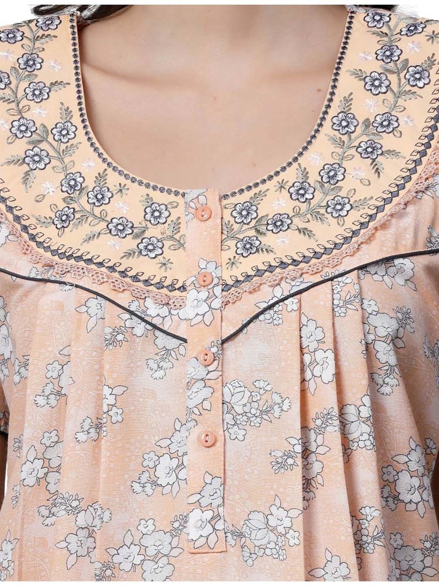 Sweet Dreams Peach Embroidered Nighty