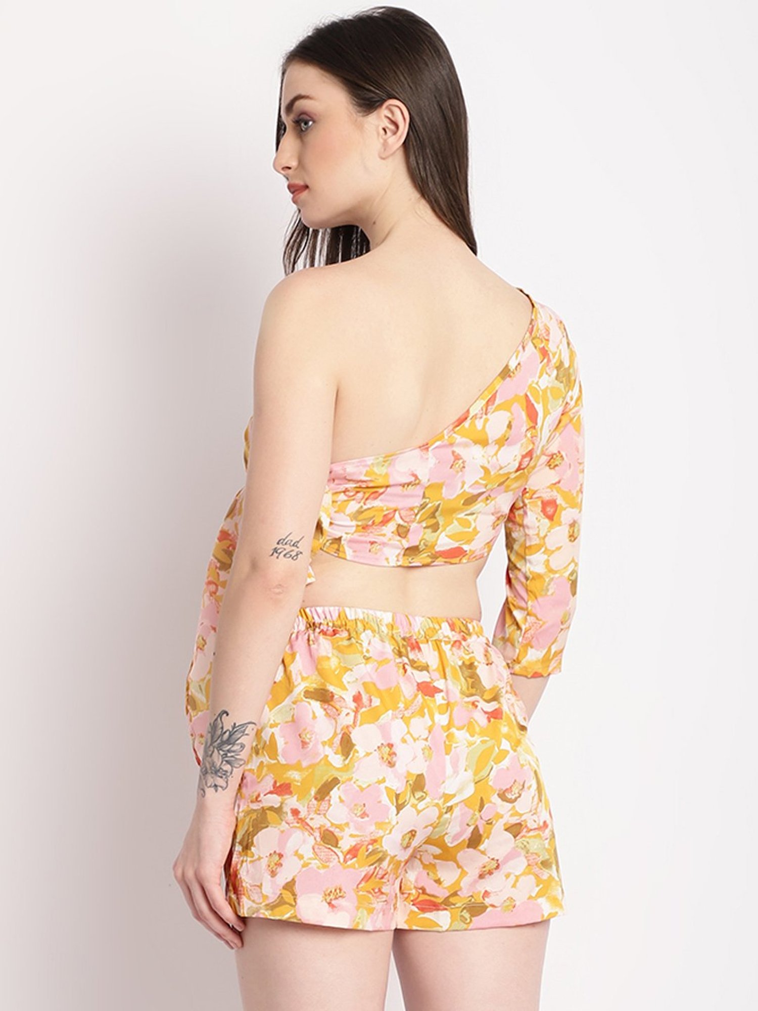 Erotissch Yellow Floral Print Beachwear Co-Ord Set