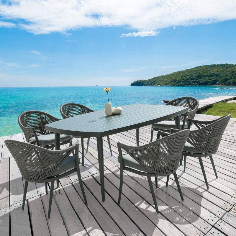7pc Outdoor Aluminum Rope Dining Set Gray - Nuu Garden