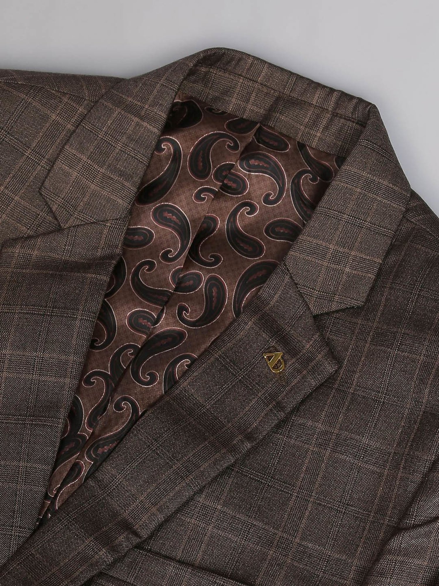 AD by Arvind Brown Regular Fit Check Blazer