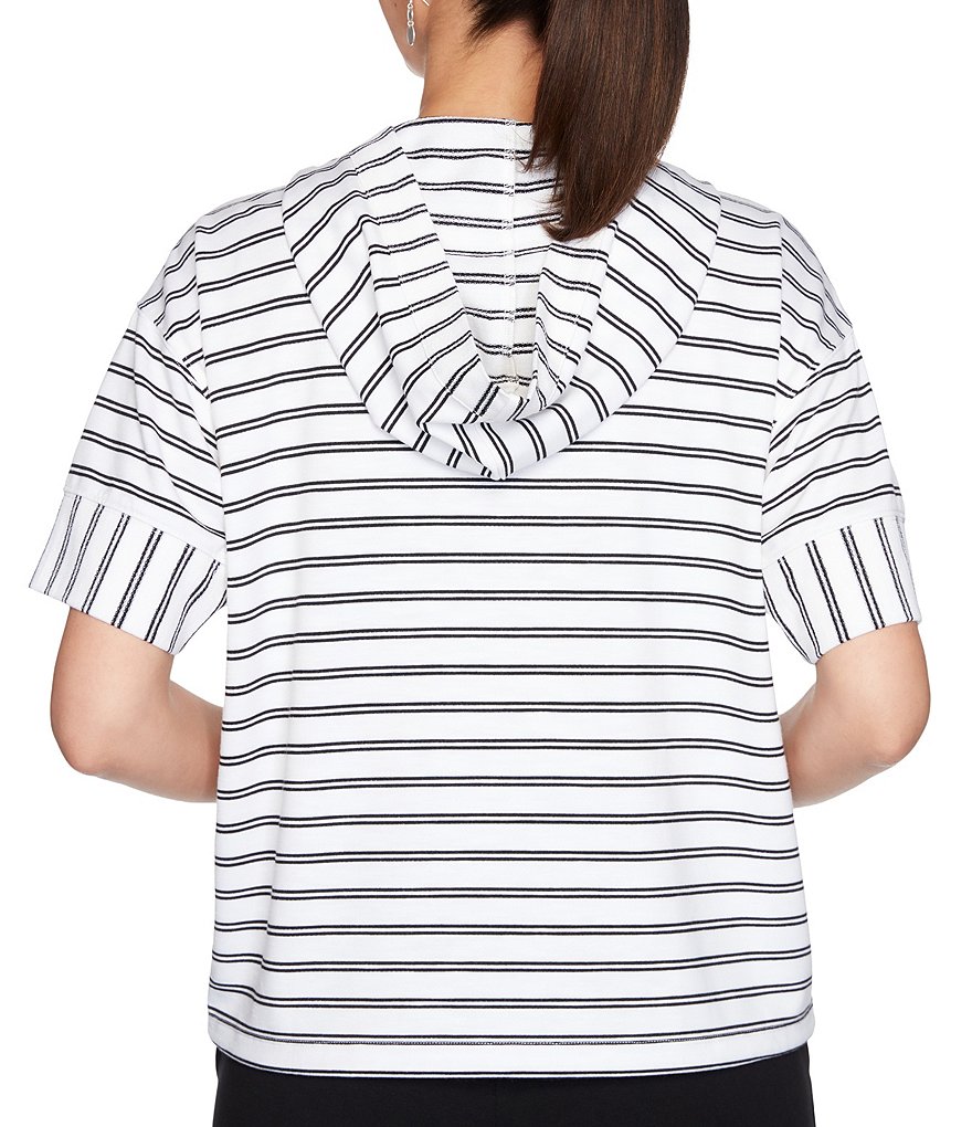 Ali Miles Petite Size Open Mesh Two Button Front 3/4 Sleeve Jacket