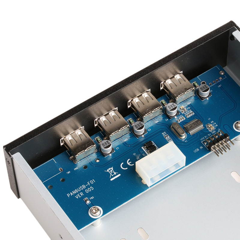 4 Port USB 2.0 5.25" Internal CD-ROM Bay Front Panel USB Hub,4 X USB 2.0 Type A Female to Motherboard USB 9 pin Splitter Adapter w/ 5.25 inch Metal Bracket