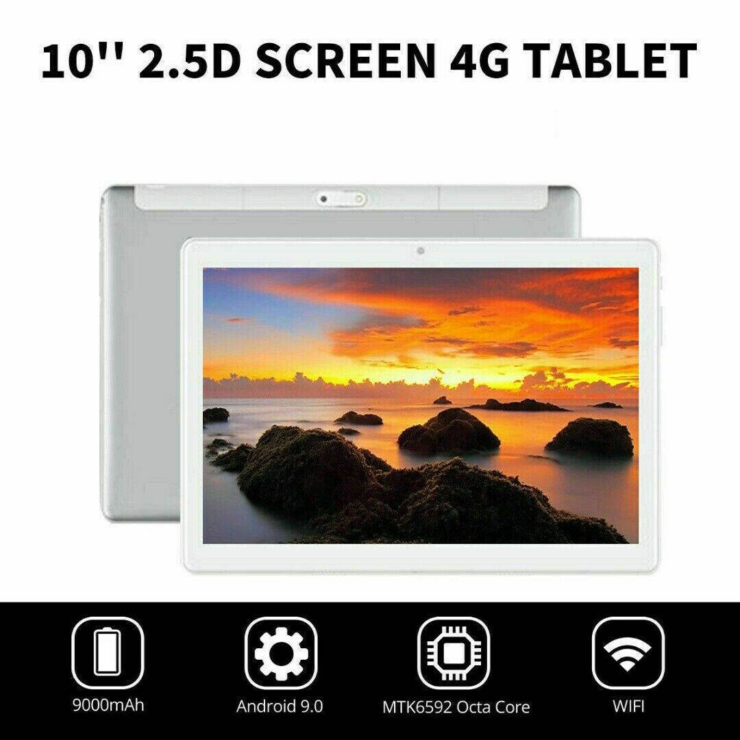 10.1" WIFI/4G-LTE Metal Tablet Android 9.0 Pad 2.5D HD Screen 4+64G Dual Camera-silver