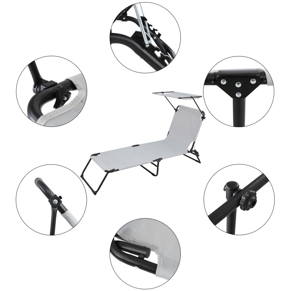 Outdoor Folding Three-Fold Camping Bed Gray Folding Bed for Outdoor Travel