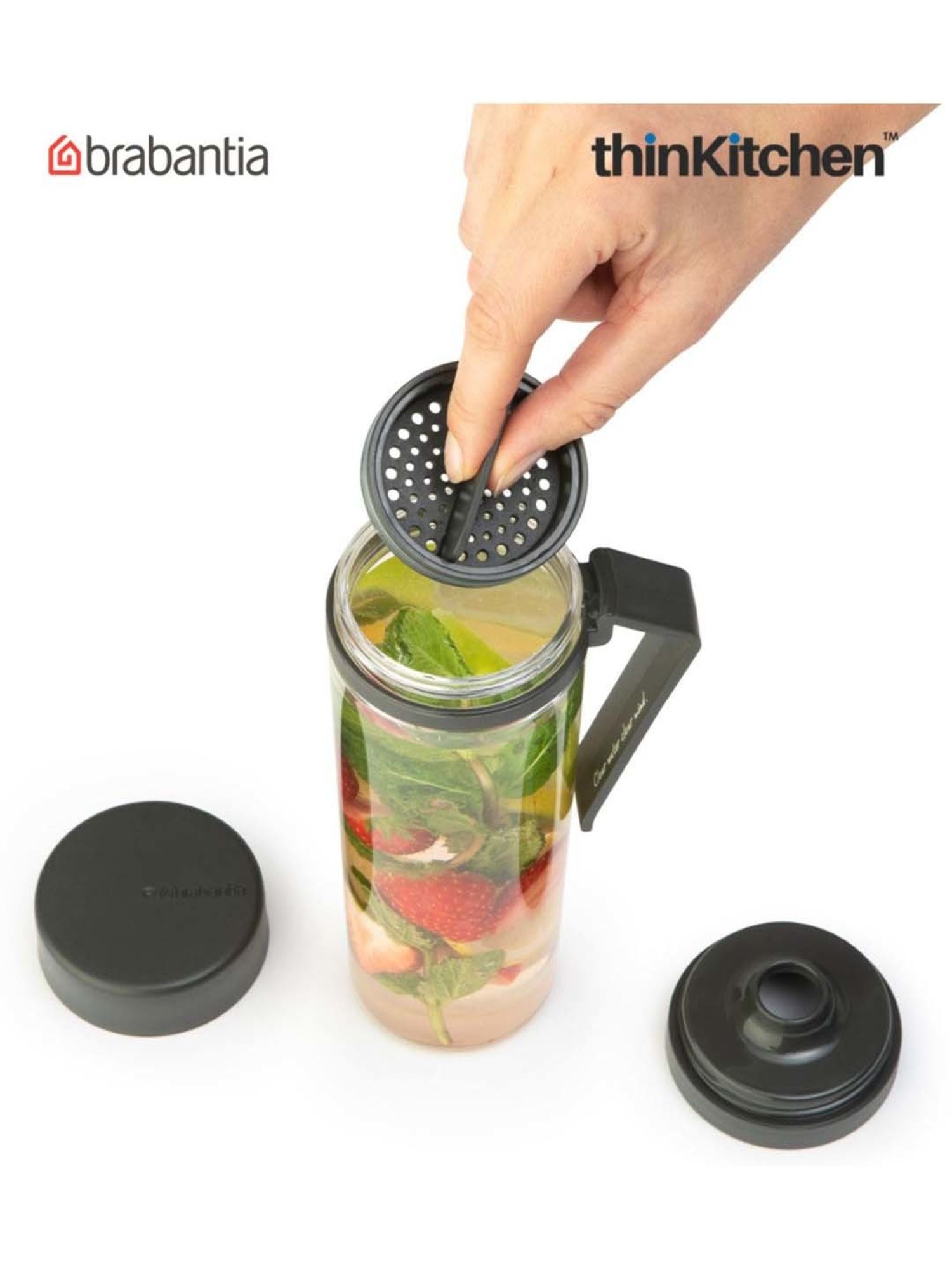 Brabantia Dark Grey Plastic Make & Take Water Bottle With Strainer (10 L)