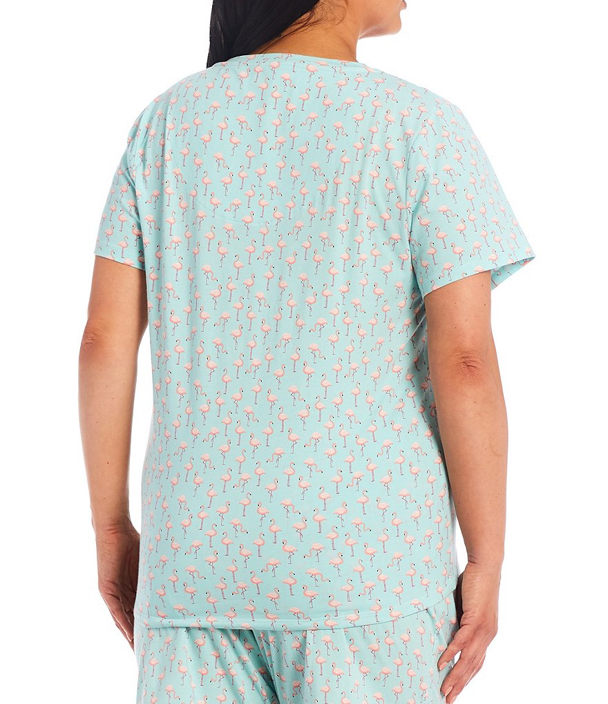 Sleep Sense Plus Micro Flamingos Printed Jersey Knit Coordinating Sleep Tee